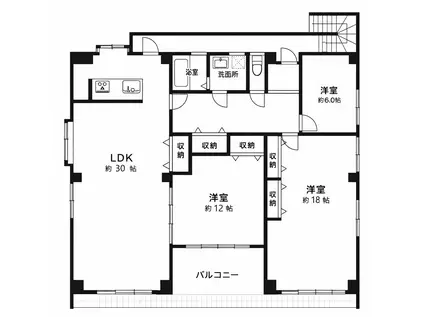 コーポワタナベ(3LDK/3階)の間取り写真