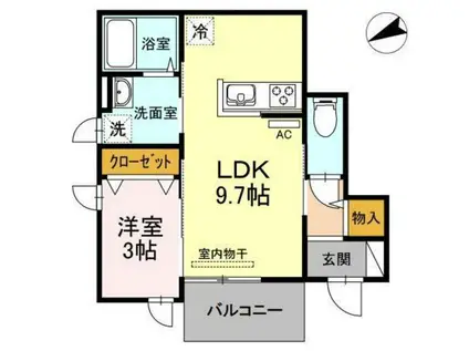 フェリシア小河内(1LDK/1階)の間取り写真