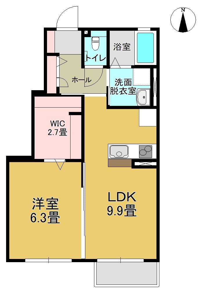 MAISON BLANCHE(1LDK/1階)の間取り写真