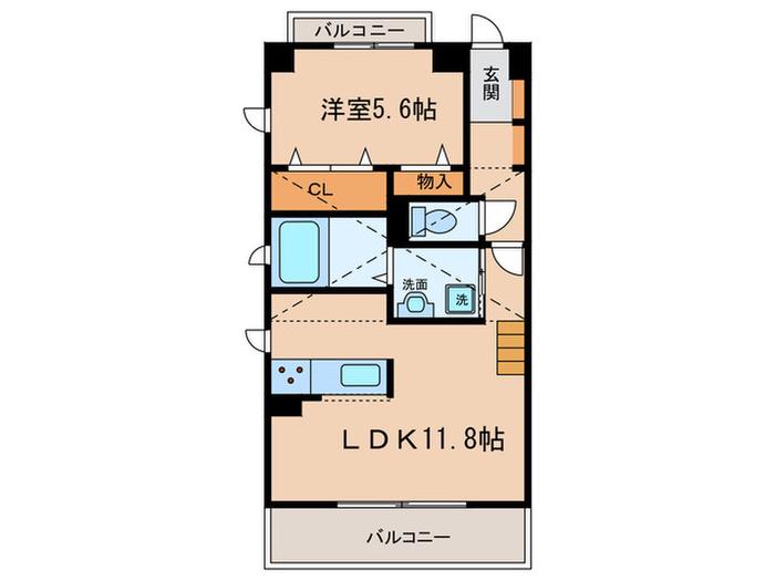 ルミナス サンノバク(1LDK/3階)の間取り写真
