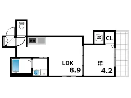 アンドフェリス(1LDK/3階)の間取り写真