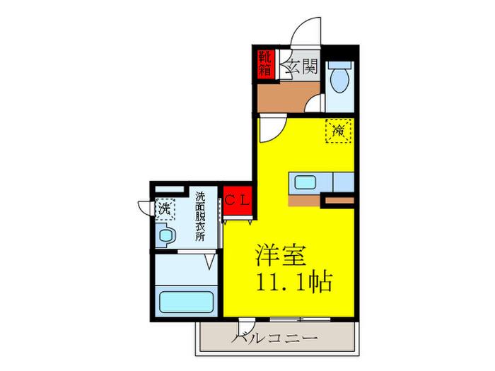 クレール鉢塚(ワンルーム/3階)の間取り写真