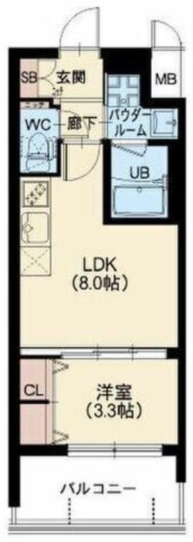 スプランディッド中之島DUE(1LDK/9階)の間取り写真