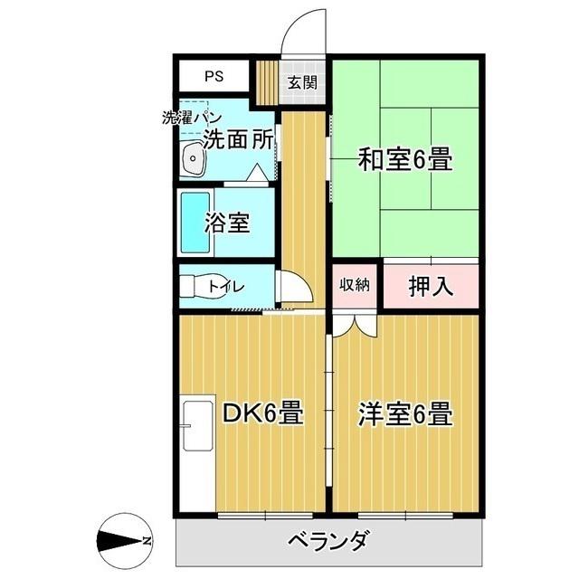 カレント江見(2DK/2階)の間取り写真