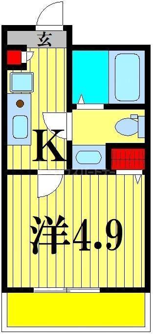 メルディア北綾瀬II(1K/2階)の間取り写真
