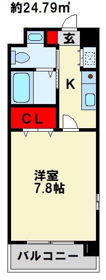 SANBOX大浦(1K/8階)の間取り写真