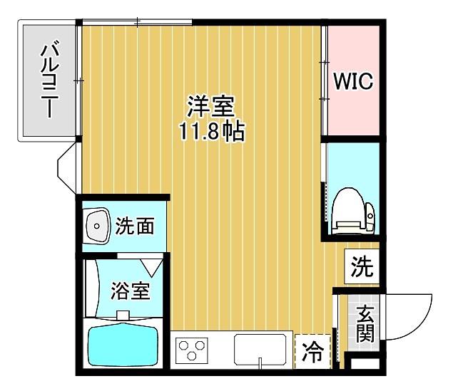 ライズ下奥井(ワンルーム/2階)の間取り写真
