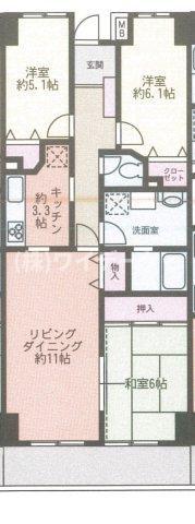 パラッツオ稲毛(3LDK/1階)の間取り写真