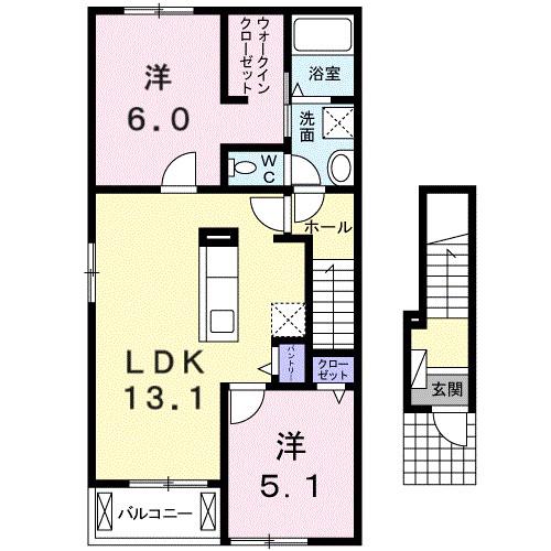 ブレッザ マリーナ(2LDK/2階)の間取り写真