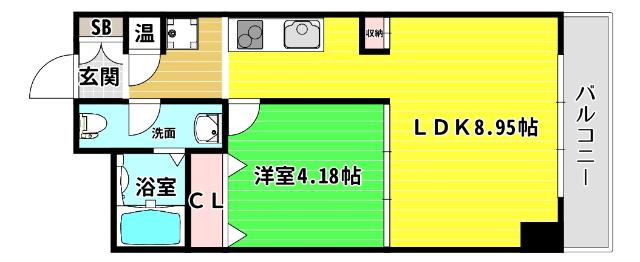 WILL DO谷町(1LDK/2階)の間取り写真
