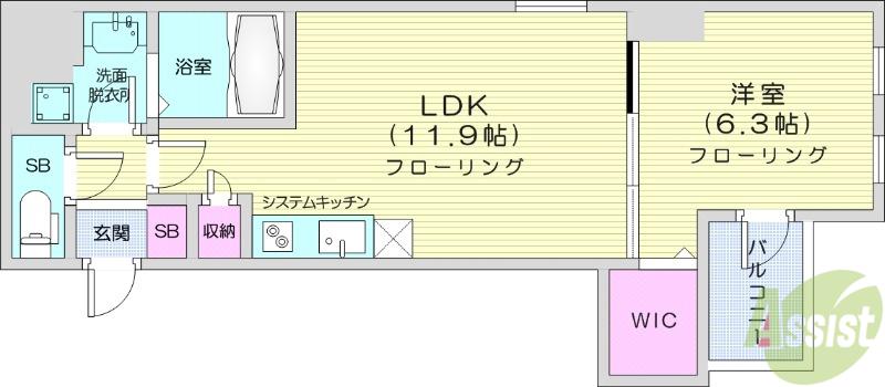 第三上村ビル(1LDK/5階)の間取り写真
