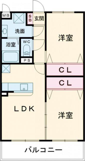 ユーミースマイルI(2LDK/3階)の間取り写真