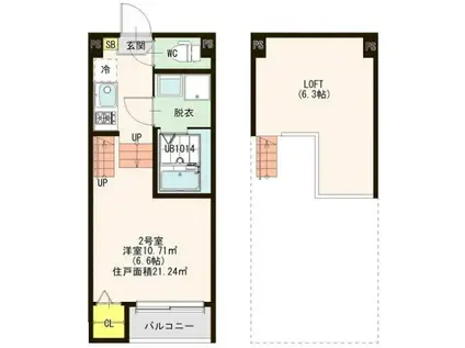 CLAIR福住(1K/1階)の間取り写真