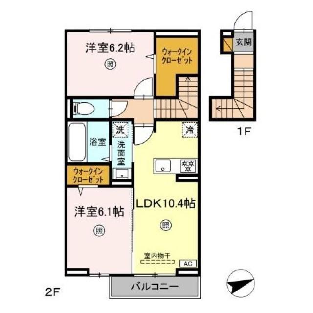 EREDE(2LDK/2階)の間取り写真