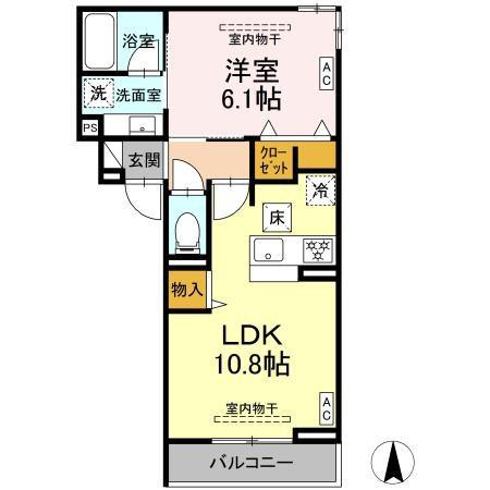 パラディーゾ湘南(1LDK/1階)の間取り写真