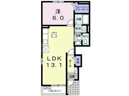 レイクタウンV(1LDK/1階)の間取り写真