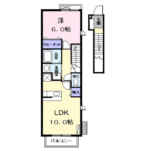 ZEUS I (1LDK/2階)の間取り写真