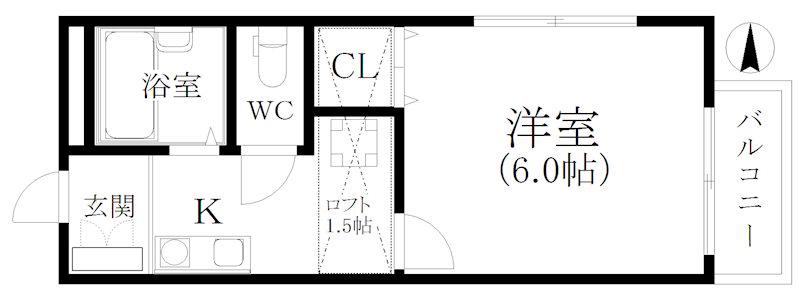 ハイム北加賀屋(1K/2階)の間取り写真