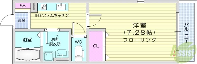 グリーンパピー柏木(1K/3階)の間取り写真