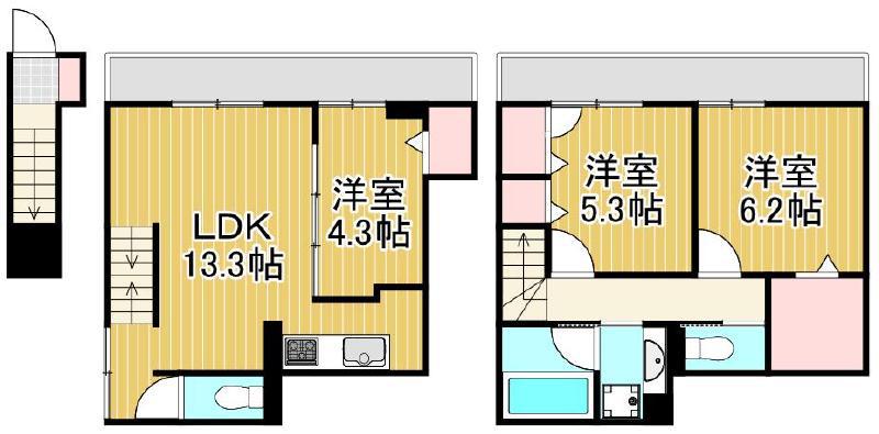 セレスティア竹ノ塚(1LDK/2階)の間取り写真