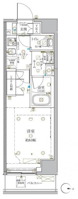 クレイシア新宿中落合(1K/2階)の間取り写真