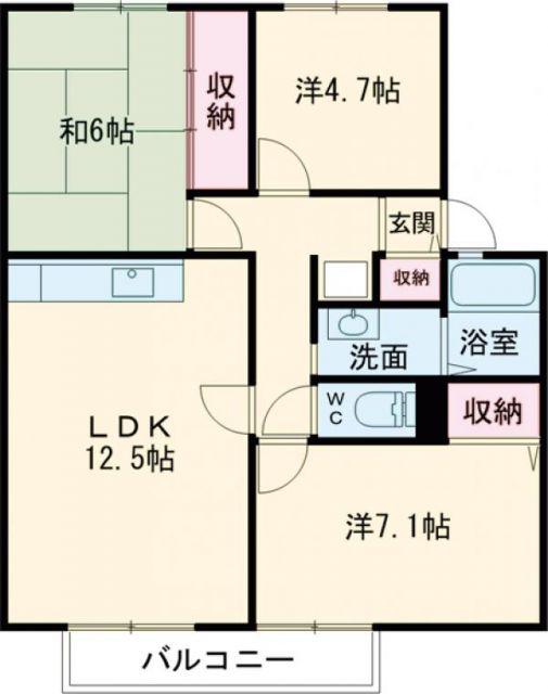サンビレッジ葉山C(3LDK/1階)の間取り写真