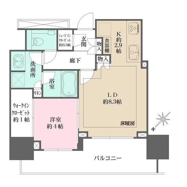 ザパークハウス日本橋蛎殻町レジデンス(1LDK/2階)の間取り写真
