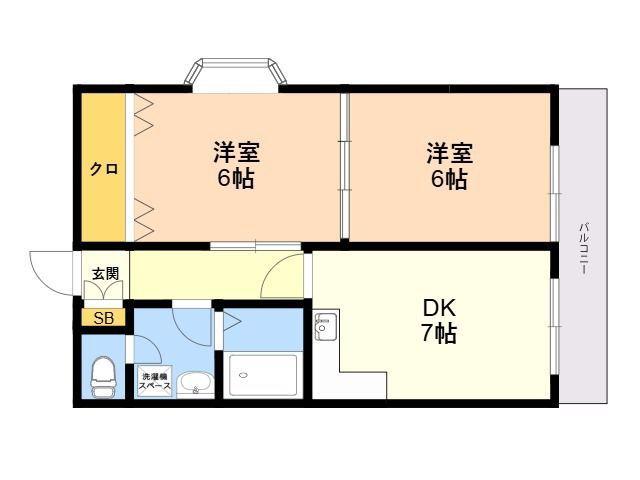 プロスパ77(2DK/2階)の間取り写真