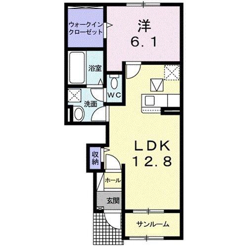 シャトレ 郷津(1LDK/1階)の間取り写真