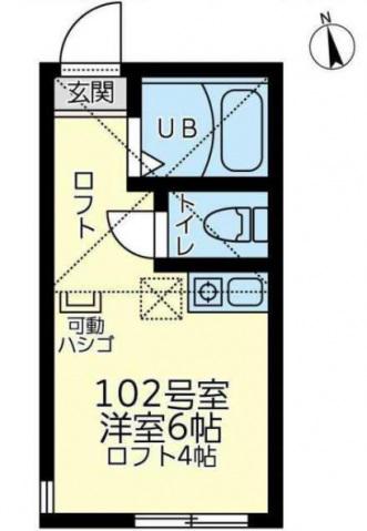 ユナイト戸部パリ―・クラッド(ワンルーム/1階)の間取り写真