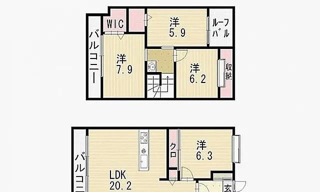 LA COLLINE平尾参道(4LDK/5階)の間取り写真