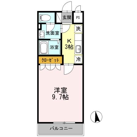 シャランテ橘II(1K/2階)の間取り写真