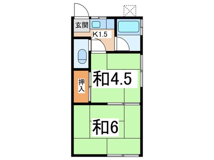 十勝荘(2K/2階)の間取り写真
