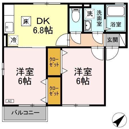 ガーデンハイムウシオ(2DK/1階)の間取り写真