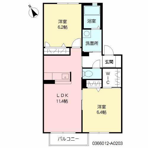 クラヴィエひびきの(2LDK/2階)の間取り写真