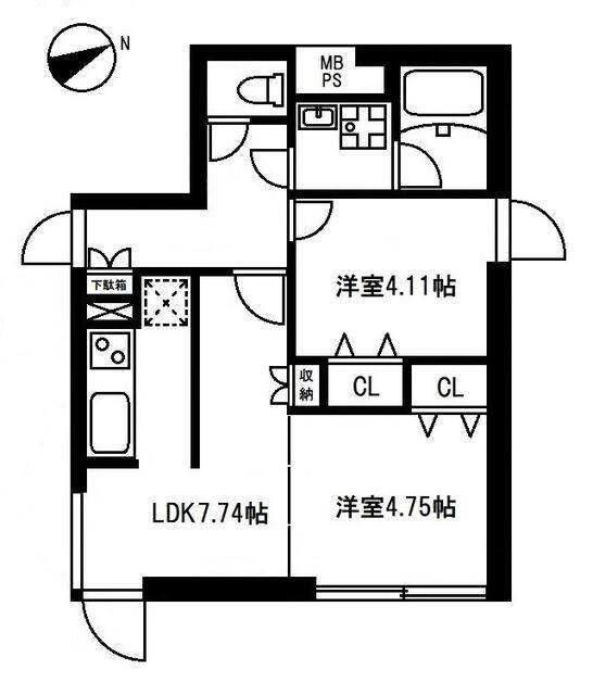 グランドソレイユVIII(2LDK/4階)の間取り写真