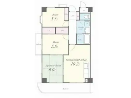 インディペンデンスハイツ(3LDK/6階)の間取り写真