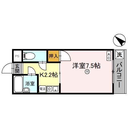リバーハイツ豊岡(1K/3階)の間取り写真
