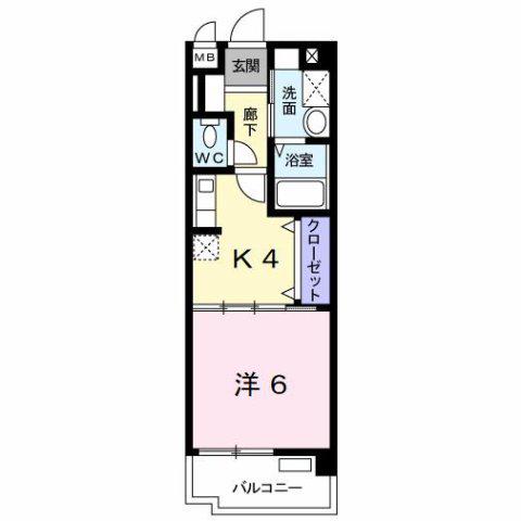 CROSS WAVE 嵐山(1K/1階)の間取り写真