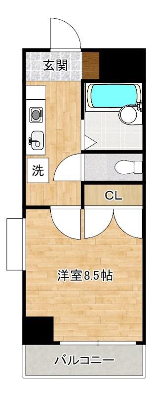 ウインズ浅香II(1K/6階)の間取り写真
