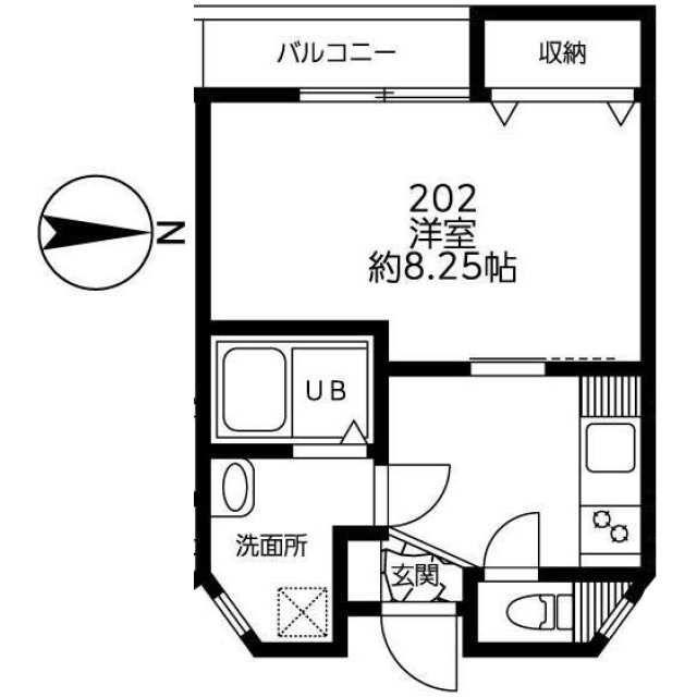 ストゥディオ本町(1K/2階)の間取り写真