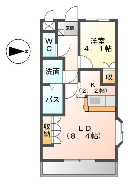 エバーハイム(1LDK/2階)の間取り写真