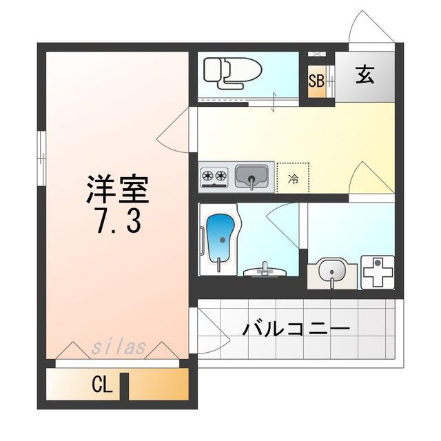 FELIZ COURT日根野(1K/2階)の間取り写真
