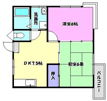 ラフォーレナミキII(2DK/2階)の間取り写真