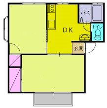 阪東ヒルズD棟(2DK/1階)の間取り写真