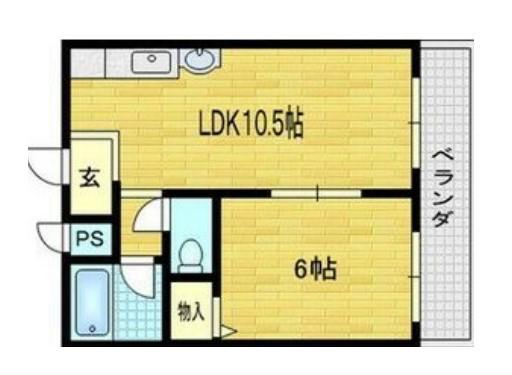 ベル平代(1LDK/2階)の間取り写真