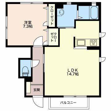 ヴィラ・上池田(1LDK/1階)の間取り写真