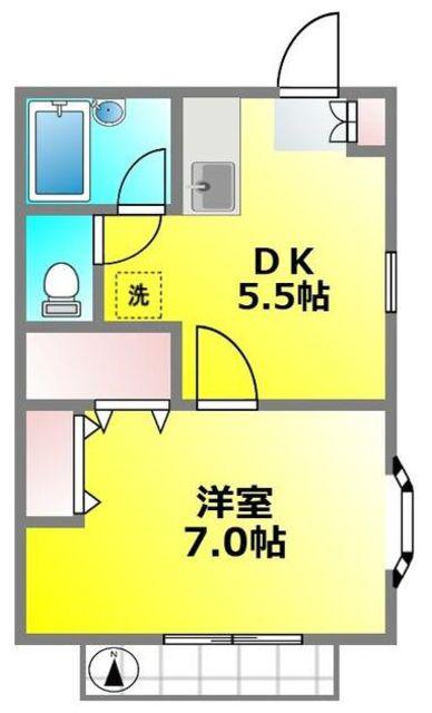 グランデュール武蔵野(1DK/1階)の間取り写真