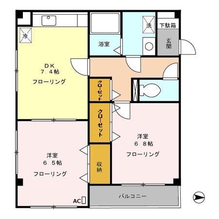 ドゥエル扇橋(2DK/3階)の間取り写真