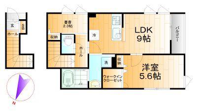 オリーブ大山 A棟(1SLDK/2階)の間取り写真